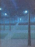 Nuncques, William Degouve de Nocturne in the Parc Royal, Brussels china oil painting reproduction